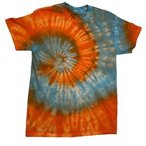 Tie Dyed Orange and Light Blue T Shirt